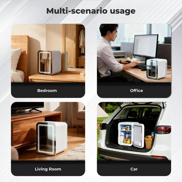 Spector Mini Fridge 5L Portable Cooler Warmer with Mirror for Bedroom Office Car