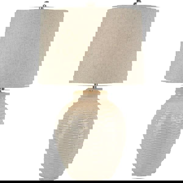 Hill Interiors Basket Weave Table Lamp (UK Plug) - White - 