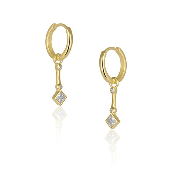 Spero London Sterling Silver Rhombus Drop Hoop Earrings