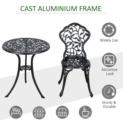 Wyld Haus Kanesu 3 Piece Aluminium Bistro Dining Set In Antique Black
