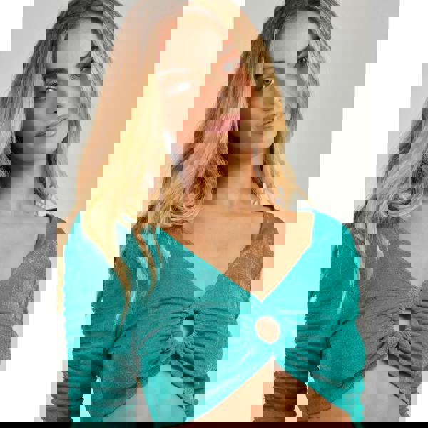 Pink Vanilla Shimmer Ruched Ring Detail Top