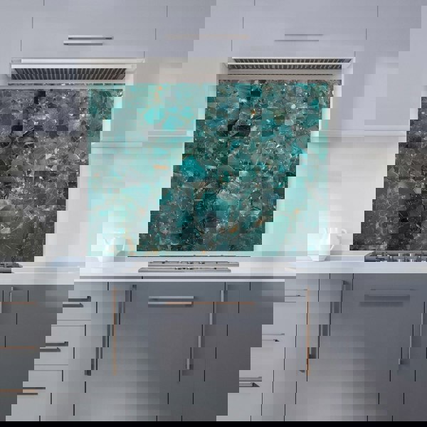 Warren Reed - Designer Teal Quartz Effect Kitchen Splashback