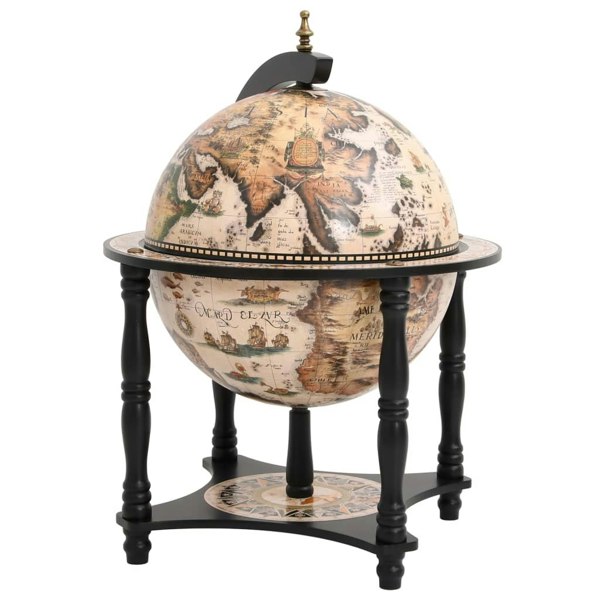 Berkfield Globe Bar Wine Stand Black Solid Wood Eucalyptus