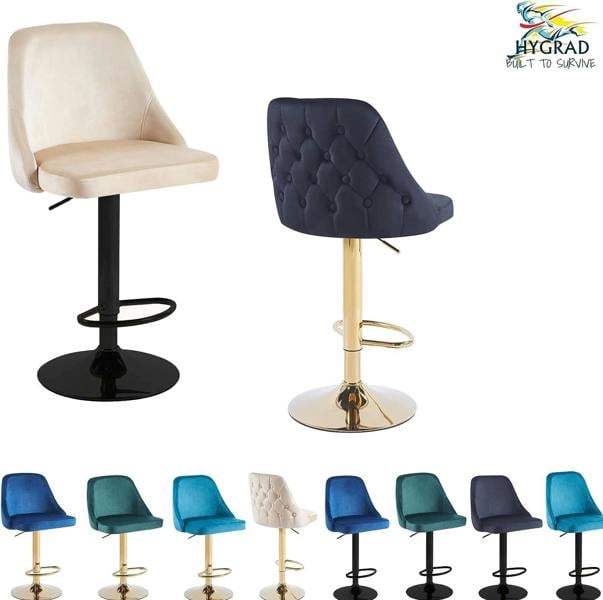 HYGRAD BUILT TO SURVIVE Adjustable Velvet Swivel Bar Stools – Set of 2 | HYGRAD®