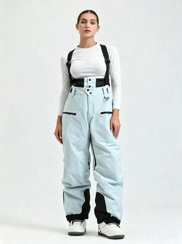 Anniou Women's Suspender Ski Bib Pants - light blue