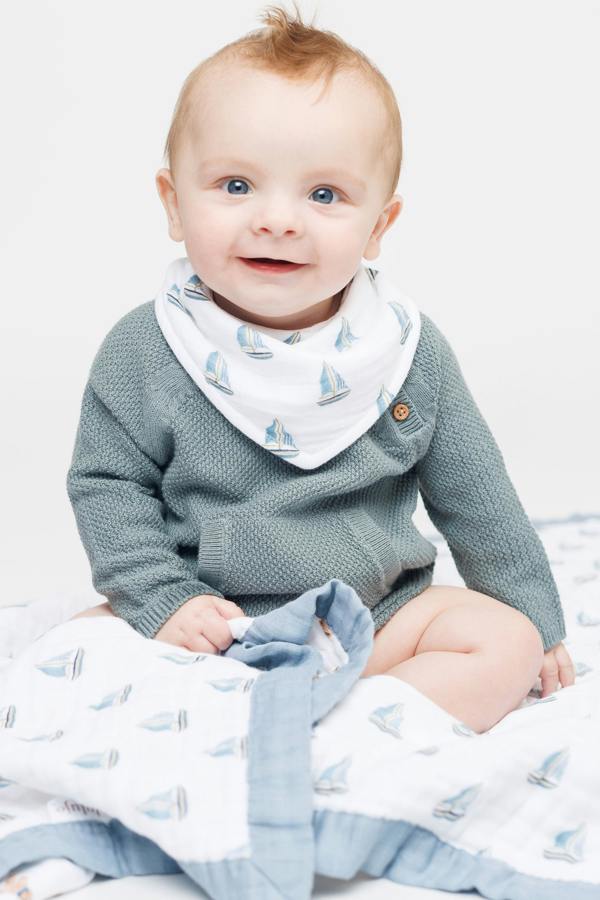Lulujo - Bandana Bib - Vintage Bear & Sailboats - 2 Pack