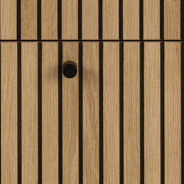 Wyld Haus Bjork Natural Oak Wood and Black Panelled Wide Chest of 3 Drawers