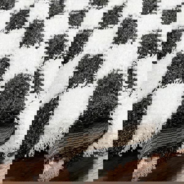 Livabliss Urban Shag-Modern White Black Checkered Soft Plush Pile Rug