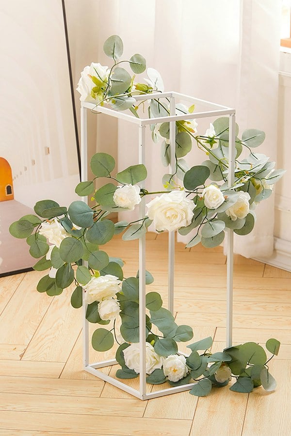 Living and Home 185cm Artificial Rose Eucalyptus Garland Vine Wall Hanging Decor