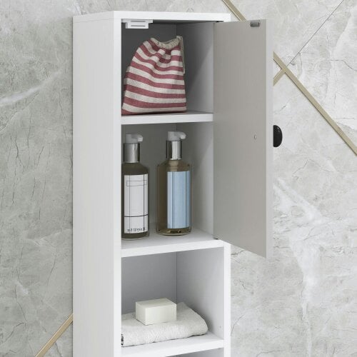Wyld Haus Pabaha Tall Slim Bathroom Storage Cabinet With Drawers Shelves And Cupboards Light Grey