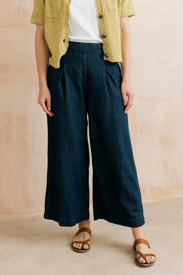 Lily & Me Summer Wide Leg Palazzo Trousers Cotton Denim