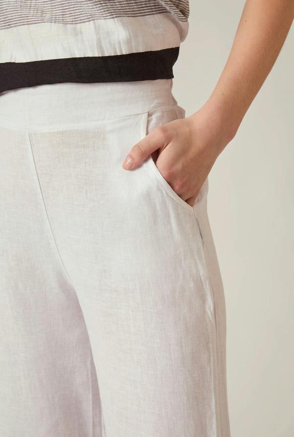 James Lakeland Relaxed White Linen Trousers