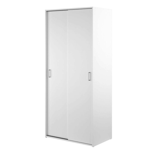 Wyld Haus Munich White Wooden Sliding Door Wardrobe 2 Doors 3 Shelves