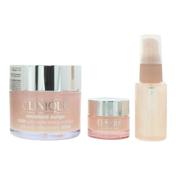Clinique Moisture Surge 3 Piece Gift Set: Overnight Mask 30ml - Face Spray Skin Relief 30ml - Auto Replenishing Cream 15ml