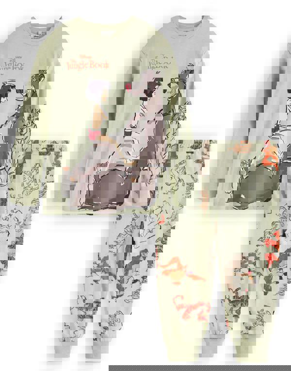 Disney The Jungle Book Boys Green Mowgli Baloo Long Sleeve Long Leg Pyjama Set