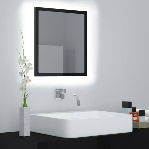 Berkfield LED Bathroom Mirror High Gloss Black 40x8.5x37 cm Acrylic