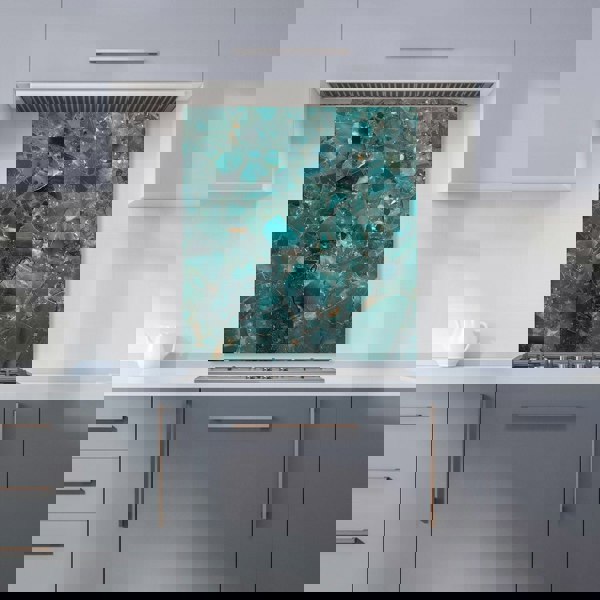 Warren Reed - Designer Teal Quartz Effect Kitchen Splashback
