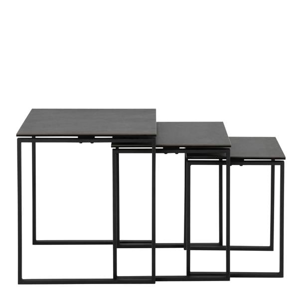 Wyld Haus Set of 3 Frederikssund Black Ceramic Nesting Coffee Tables