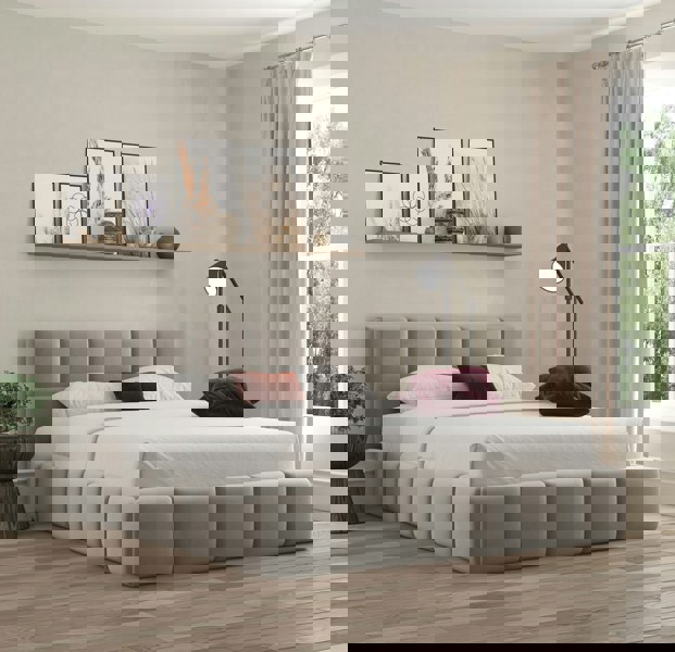 DS Living Ovella Cubed Frame Bed - Pebble