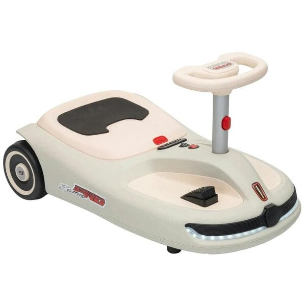 12V Electric Wiggle Car with Pedal, Kids Electric Car with 2 Speeds, Soft Start, Music, Lights for 3-5 Years, White