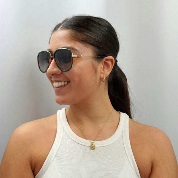 Gucci Sunglasses GG0062S 003 Gold Green Red Green Gradient