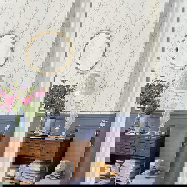 Laura Ashley Pussy Willow Wallpaper - Steel - 10m