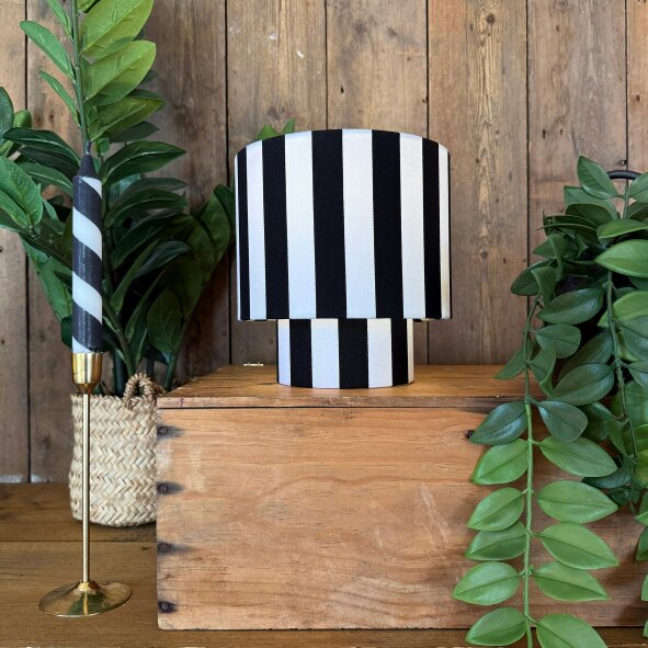 Love Frankie Black & White Striped Portable Glow Lamp