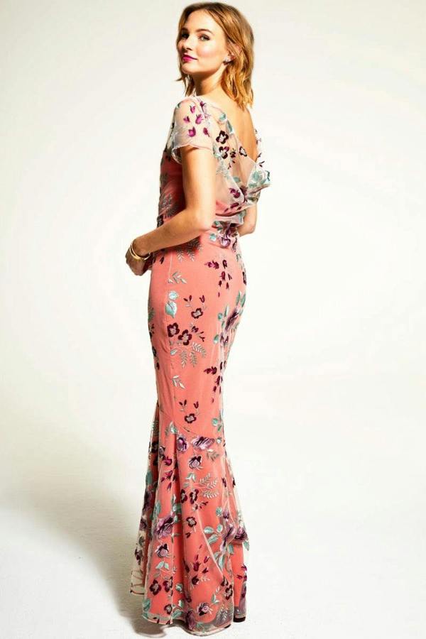 HotSquash Embroidered Cowl Back Maxi Dress