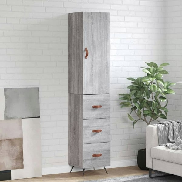 Berkfield Highboard Grey Sonoma 34.5x34x180 cm Engineered Wood