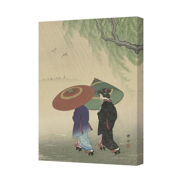 Benjamin Tate Design Japanese Ukiyoe Canvas Art Print Rainy Scene With Umbrellas