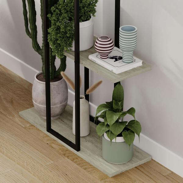 Decortie Vetra Modern 3-Tier Plant Stand 46cm Indoor Planter Holder with Metal Frame Corner Design