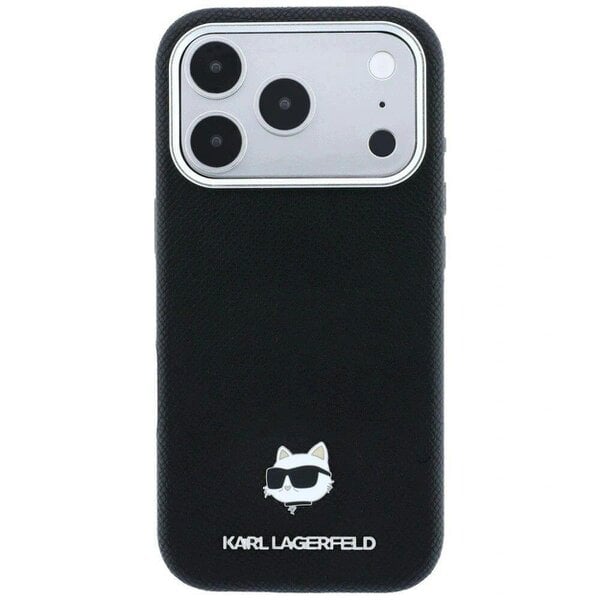 Karl Lagerfeld Grained Choupette Head Metal Logo Case with MagSafe for iPhone 17/18 Pro Max 6.9" Black - KLHMP18X6PSCHLK