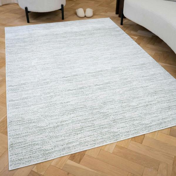 Carmel Green colour rug, striped design, soft durable pile, stain-resistant, easy-care.