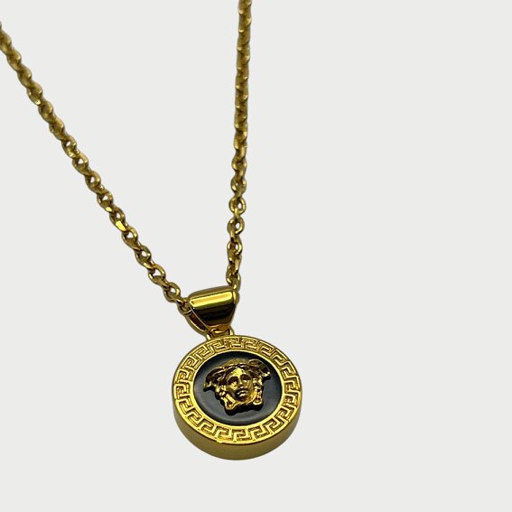 Versace Medusa Head Necklace Black Gold
