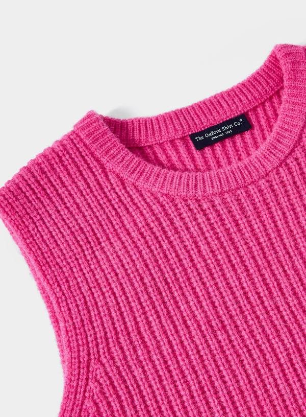 Knitted Rib Vest - Pink