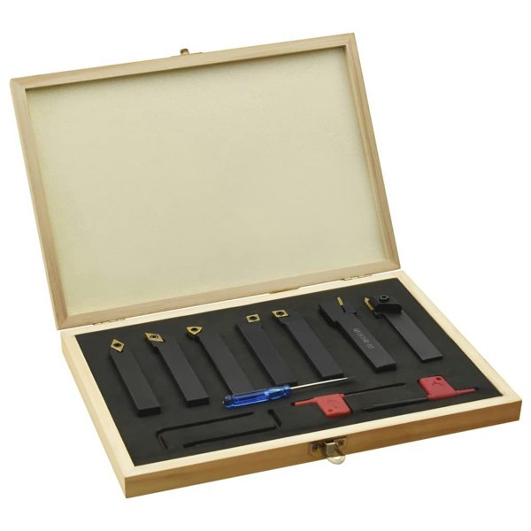Berkfield 12 Pieces Indexable Turning Tool Set 16x16 mm 100 mm