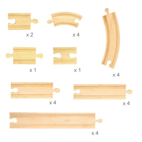 Bigjigs Rail Wooden Straights & Curves Track Pack - 24 Pieces