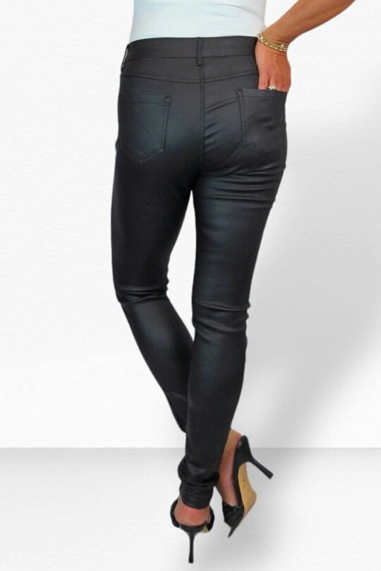 Paulo Due Womens Skinny Coated Leather Look Jeans