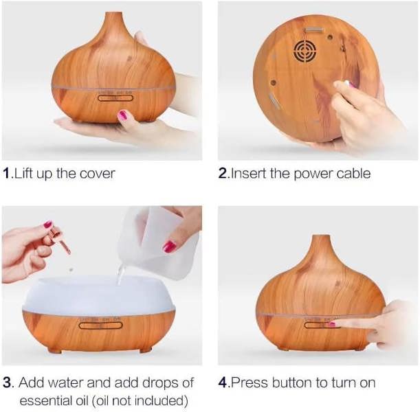 Dragodirect 500ml Aromatherapy Diffuser Essential Oil Humidifier with 7 LED Colorful Light for Relaxation & Wellness