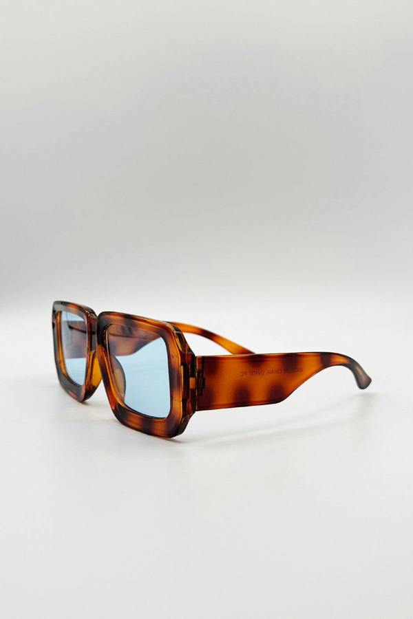 Oversized Square Frame Sunglasses In Brown Stripe - svnx