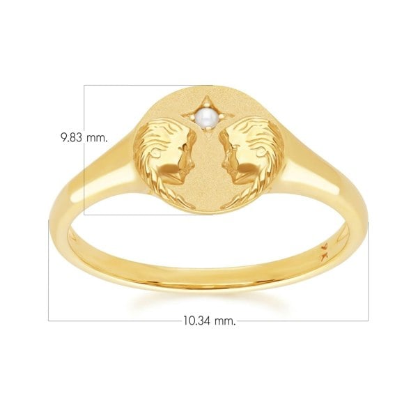"Zodiac Freshwater Pearl Gemini Signet Ring In 9ct Yellow GoldDimensions  135R2084019