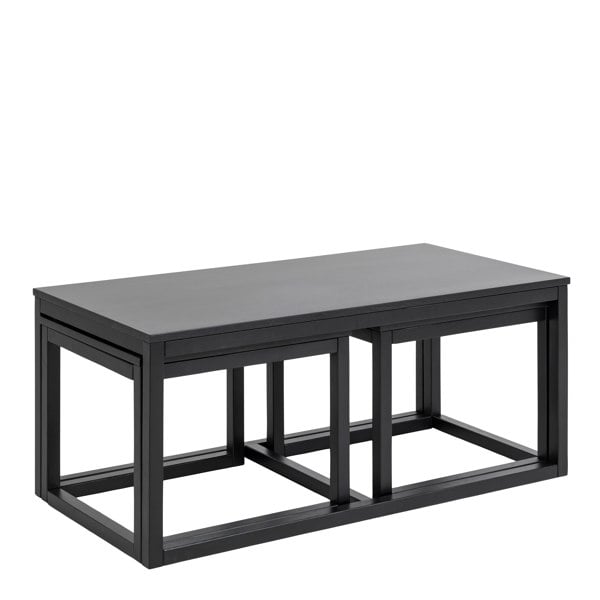 Furniture To Go Cornus Square Coffee Table Set in Matt Black Set of 3