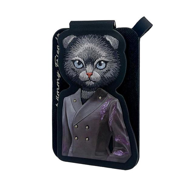 Nimmy Friends Nimmy Fashion & Cute Black Cat Series Embroidery Magnetic Stand with MagSafe Black - N-CXMC-ZJKT-03