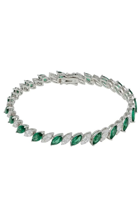 Latelita Viscountess Tennis Bracelet Emerald Silver