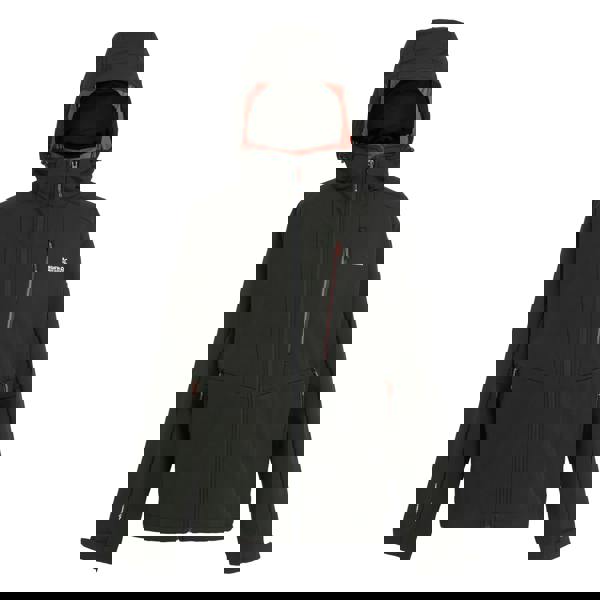 Regatta Mens Hewitts X Colour Block Soft Shell Jacket - Black/Red Ochre