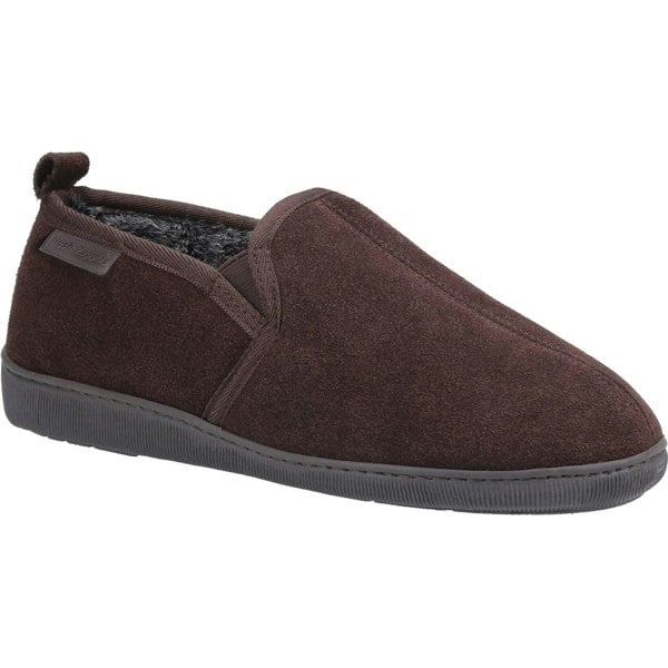 Hush Puppies Mens Arnold Slip On Leather Slipper - Brown