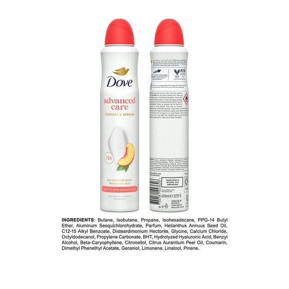 Dove Advanced Care Go Fresh AntiPerspirant Spray Peach & White Blossom, 18x200ml