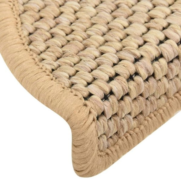 Berkfield Stair Mats Self-adhesive Sisal-Look 15 pcs 56x17x3 cm Light Beige