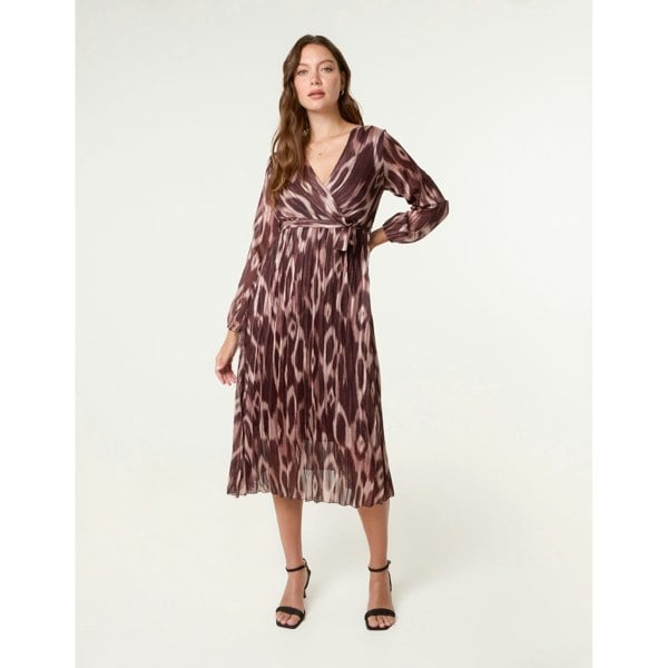 Blue Vanilla Crossover Metallic Pleated Dress