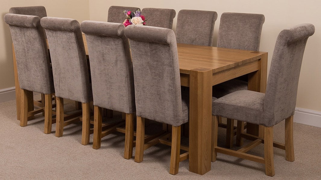 That's Furniture Kuba Extra Large Oak Dining Table with Washington Fabric Chairs